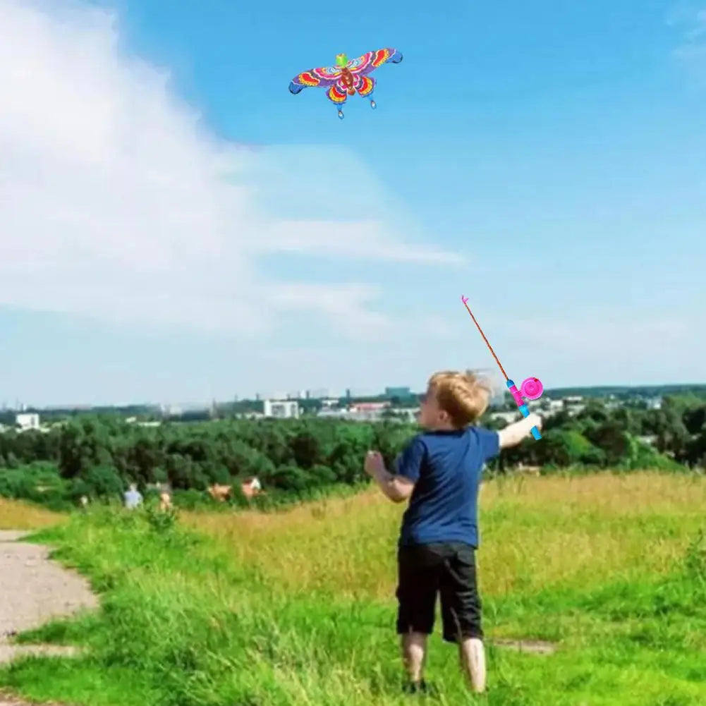 Dynamic Kite Children's Outdoor Handheld Small Kite Fishing Rod Kite Toy Cartoon Butterfly Swallow Eagle Kite Outdoor Toy