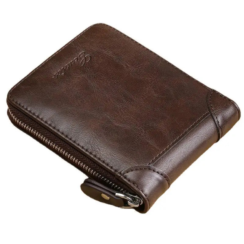 Men's Coin Purse Wallet RFID Blocking Man PU Leather Wallet Zipper Business Card Holder Money Bag Wallet Male