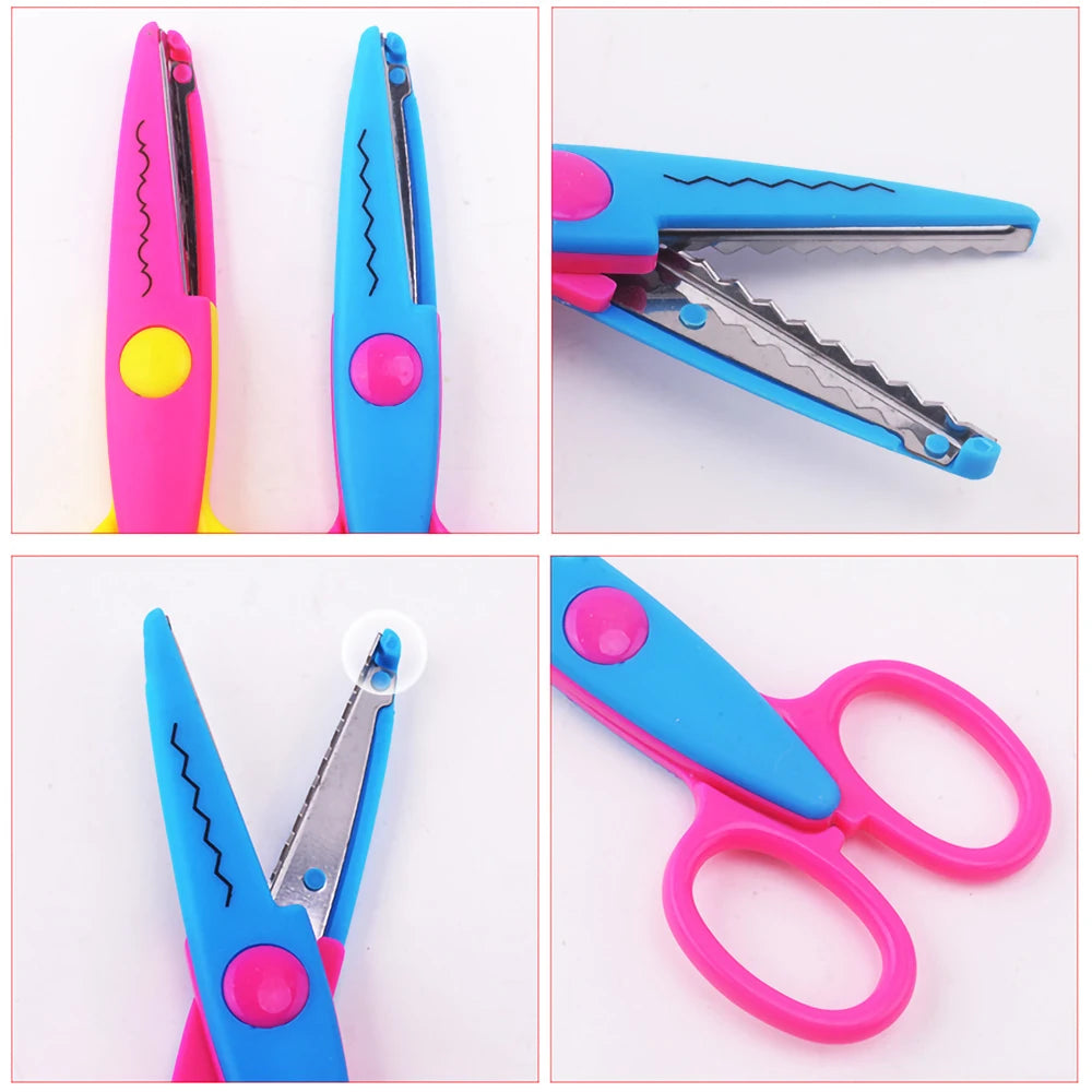 Mr.paper 6 Styles Minimalistic Lace Scissors Wavy Pattern Small Round Head Children Special Student Art Tool Stationery Scissor