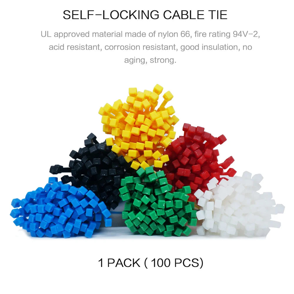 100 PCS 2.5mm*150mmSelf-Locking Nylon Wire Cable Zip Ties Cable Ties White Black Organiser Fasten Cable