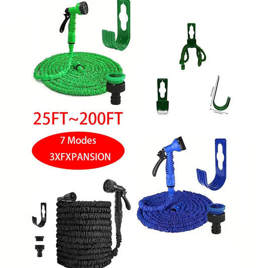 25FT~200FT Expandable Magic Hose, High-Pressure Car Wash, 7Water Spraying Functions, Water Gun, Home Garden Watering Hose