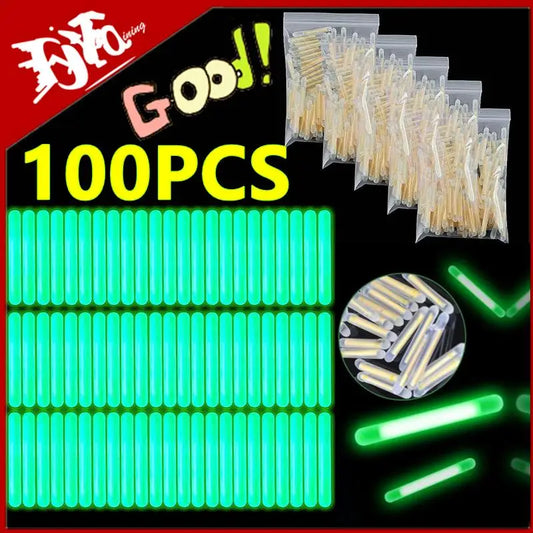 New 2.2-4.5mm Night Fishing Float Rod Lights Dark Glow Stick Useful Fishing Fluorescent Light Glow sticks Accessories 100/50PCS