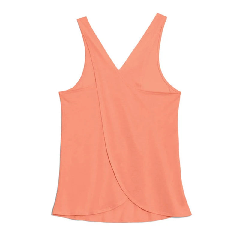 Women's Activewear: Solid Wrap Back Sports Tank Tops - Sleeveless, Breathable & Asymmetrical Hem Fit - Perfect For Fitness & Wor