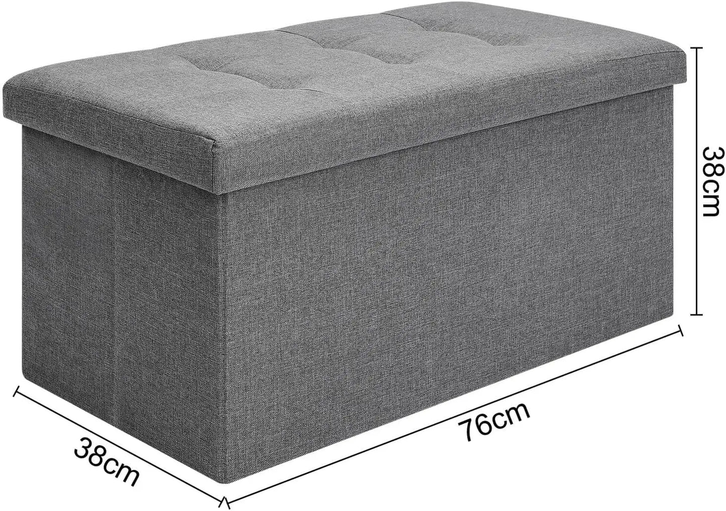 Folding Ottoman Storage Bench Footrest Stool Seat Toy Chest Storage Box with Lid Long Shoes Bench Footstool for Living Room Dark