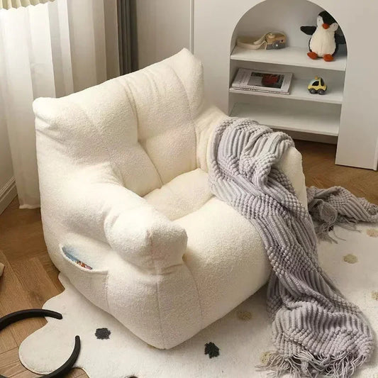 Cute Kids Sofa Cartoon Furniture Baby Reading Lazy Sofa Removable Wool Fabric Small Cotton & Linen Balcony Sofa Chair