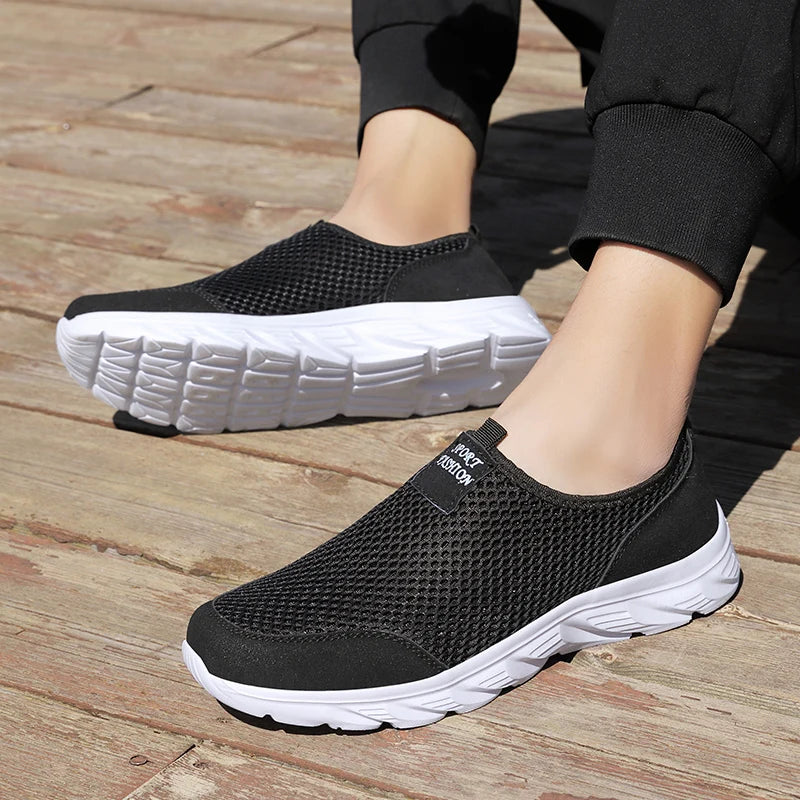 Breathable Summer Sneakers Men Casual Sport Shoes Light Weight Mesh Footwear For Running Slip On Walking Shoes