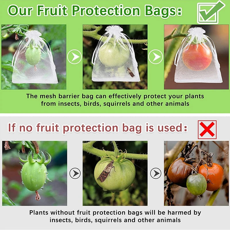 10Pcs Fruits Insect Proof Bags Strawberry Grapes Grow Bags Anti-bird Netting Fruit Vegetable Protection Bag Orchard Pest Control