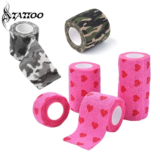 Camouflage Tattoo Grip Bandage Cover Wraps Tapes Nonwoven Waterproof Self Adhesive Finger Wrist Protection Tattoo Accessories