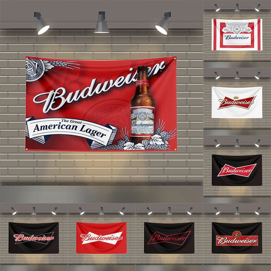 3x5 Ft Budweisers Beer Flag Polyester Printed Liquors Flags for Room Garage Decor