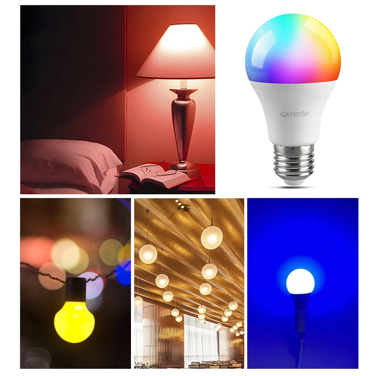 T37 C37 A60 E27 E14 B22 LED RGB Bulb AC120V 230V Bombillas 6W 10W IR Remote Control Smart neon wall  RGBW Bar Home Decoration