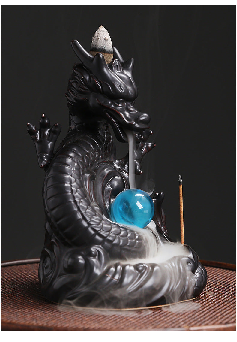 1pc, Dragon Backflow Incense Burner Ceramic Incense Holder, for Home Decor Aromatherapy Relaxation Gifts (Without Incense）