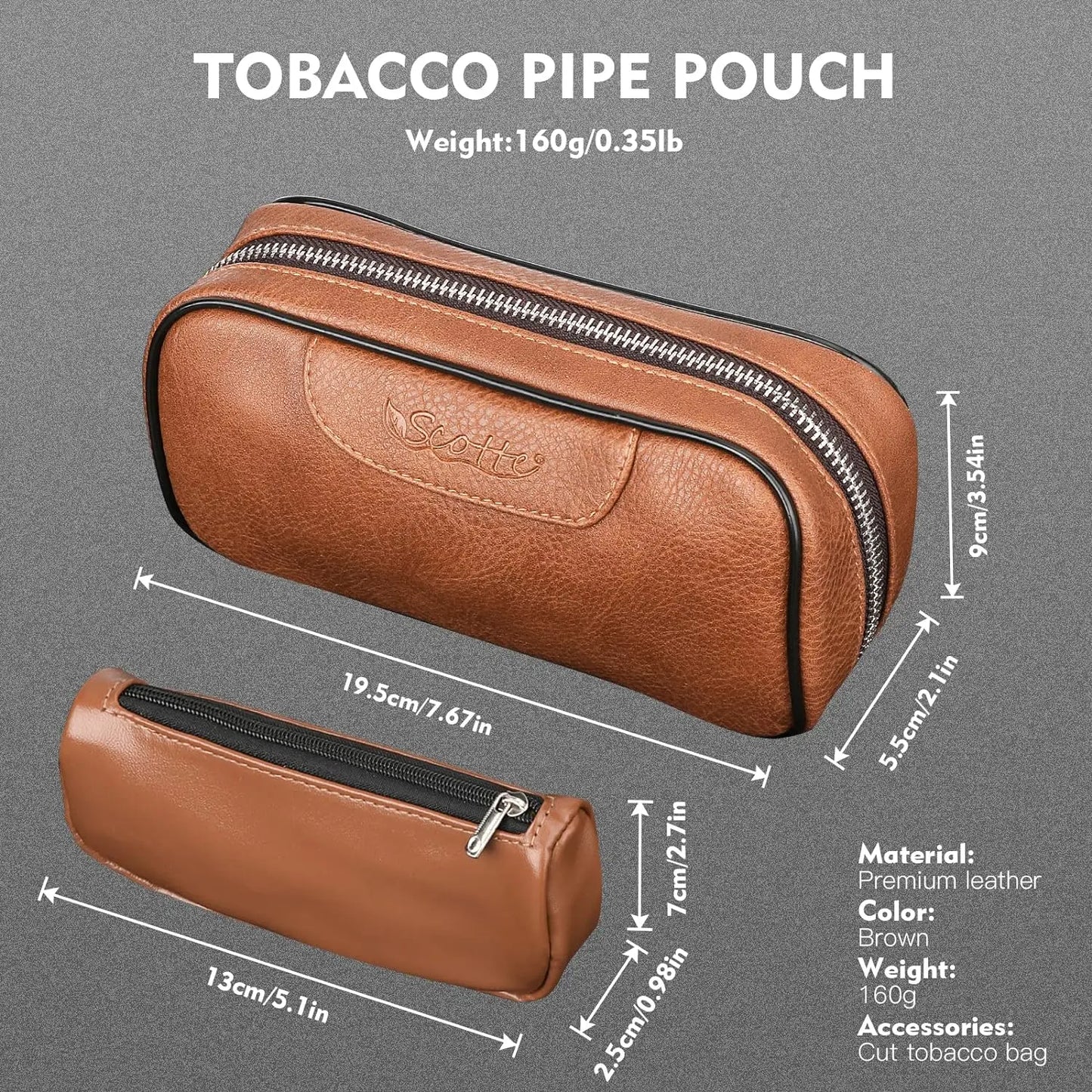 Leather Tobacco Pipe Bag Portable Multifunction Pu Leather Tobacco Smoking Pipe Case Smoking Tool Wood Tobacco pipe bag kit