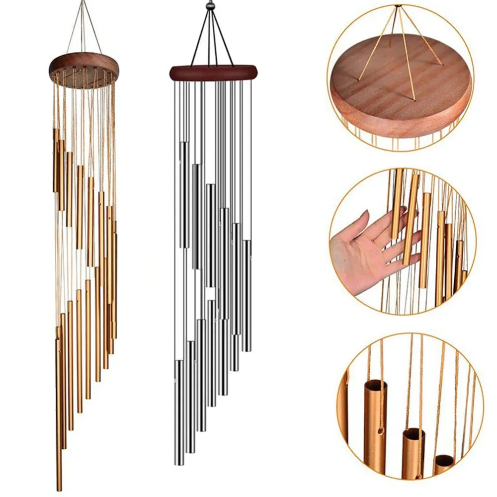 12 Tubes Wind Chimes Pendant Aluminum Tube Metal Pipe Wind Chimes Bells Balcony Outdoor Yard Garden Home Hanging  Decoration