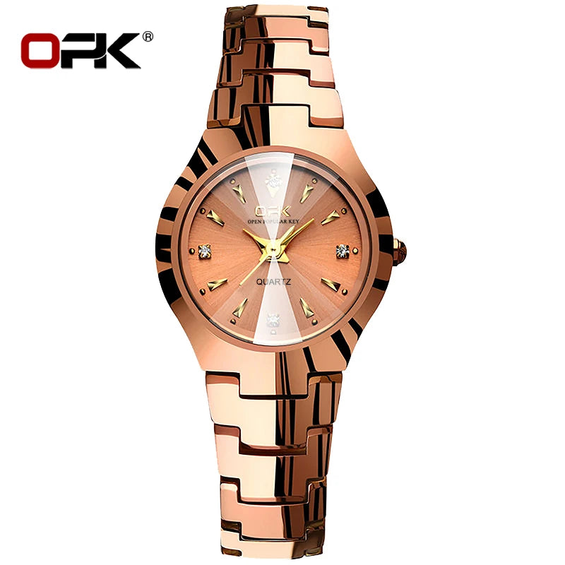 OPK Fashion Quartz Woman's Watch Stainless Steel Waterproof Watch for Women Luxury Elegant Original Ladies Wristwatches