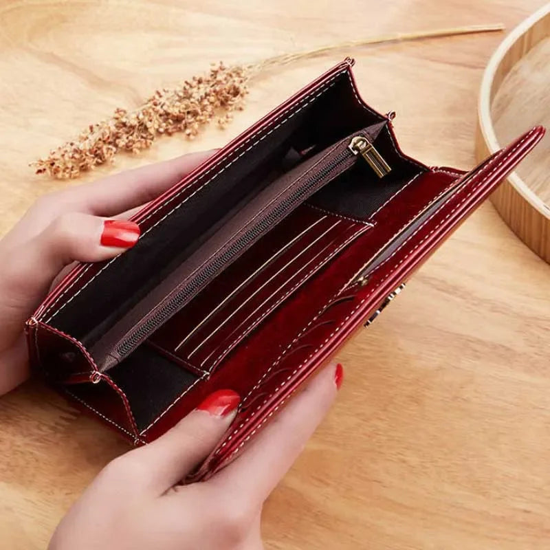 Women's Leather Wallet Woman Luxury Long Wallets Fashion Women Purses Money Bags Handbags Womens Purse Cards Holder Carteras