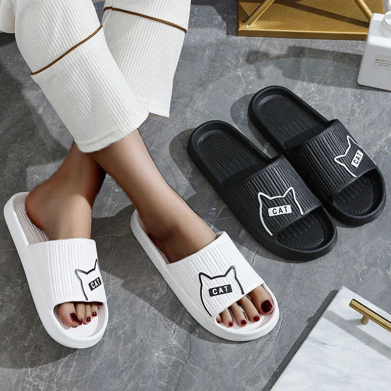 New Fashion Cartoon Couple Non-slip Flat Slides Summer Lithe Sandals For Women Men Slippers Ladies' Home Shoes Indoor Flip Flops