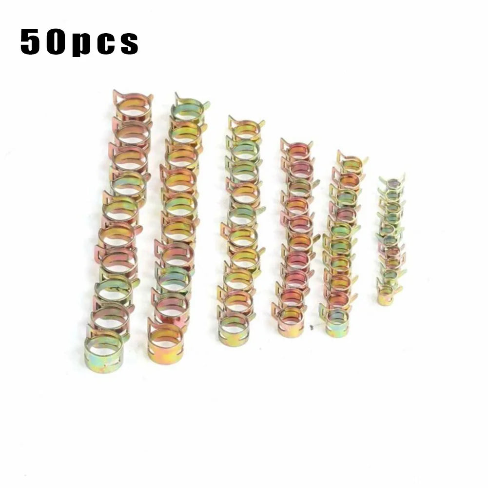 50pcs/set Car Spring Clips Fastener 5/6/7/8/9mm Spring Clip Fuel Water Line Hose Pipe Air Tube Clamps Auto Accessories