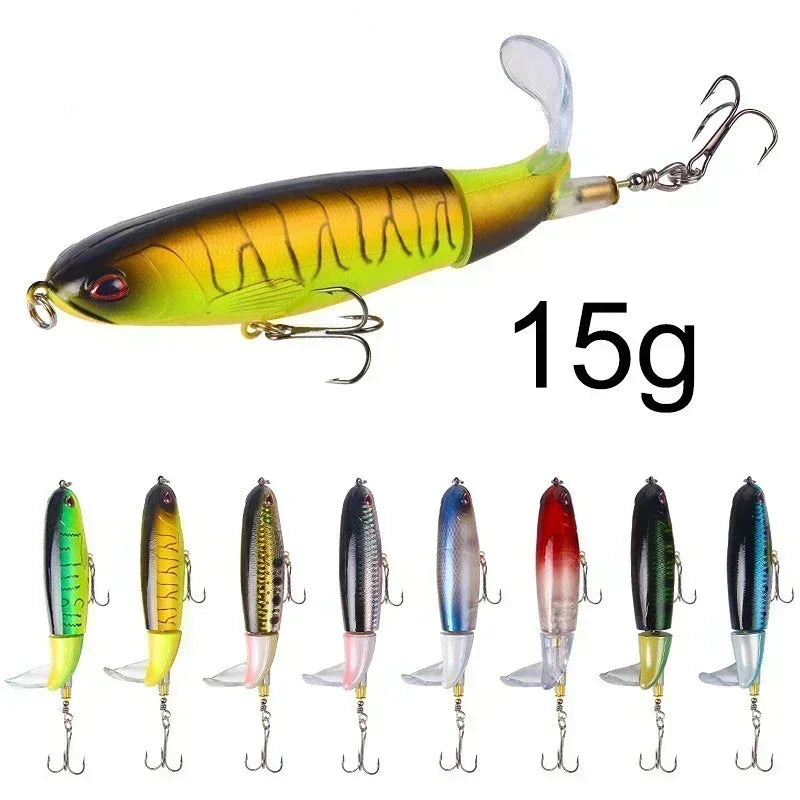 1 Pcs Topwater Fishing Lure Whopper Popper Artificial Bait Hard Plopper Soft Rotating Tail Fishing Tackle Fishing Bait 10cm/14cm