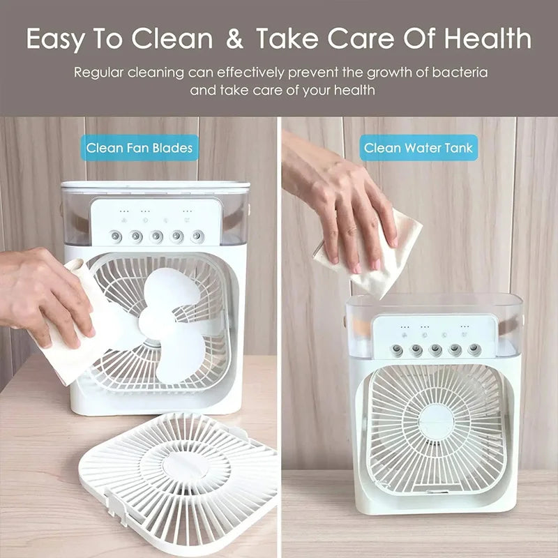 Portable 3 In 1 Fan Air Conditioner Household Small Air Cooler Led Night Lights Humidifier Air Adjustment Home Fans  New