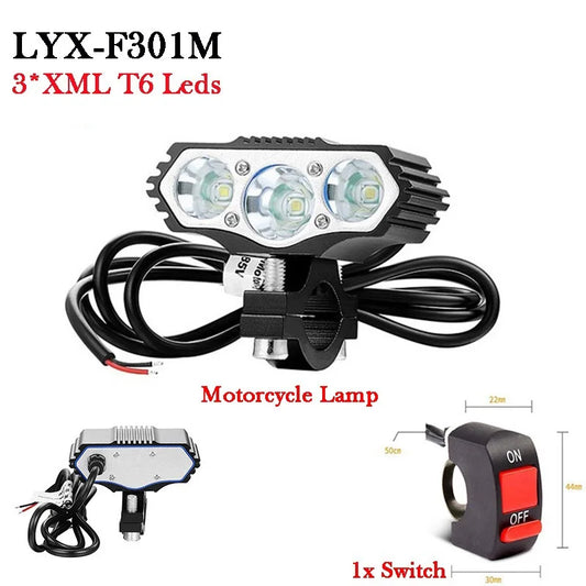 12V-36V-48V-85Volt Electric Motorcycle Light 3T6 Led Motorized Bicycle Headlight Vehicle Bike Scooter Lamp Refit eBike Accessory