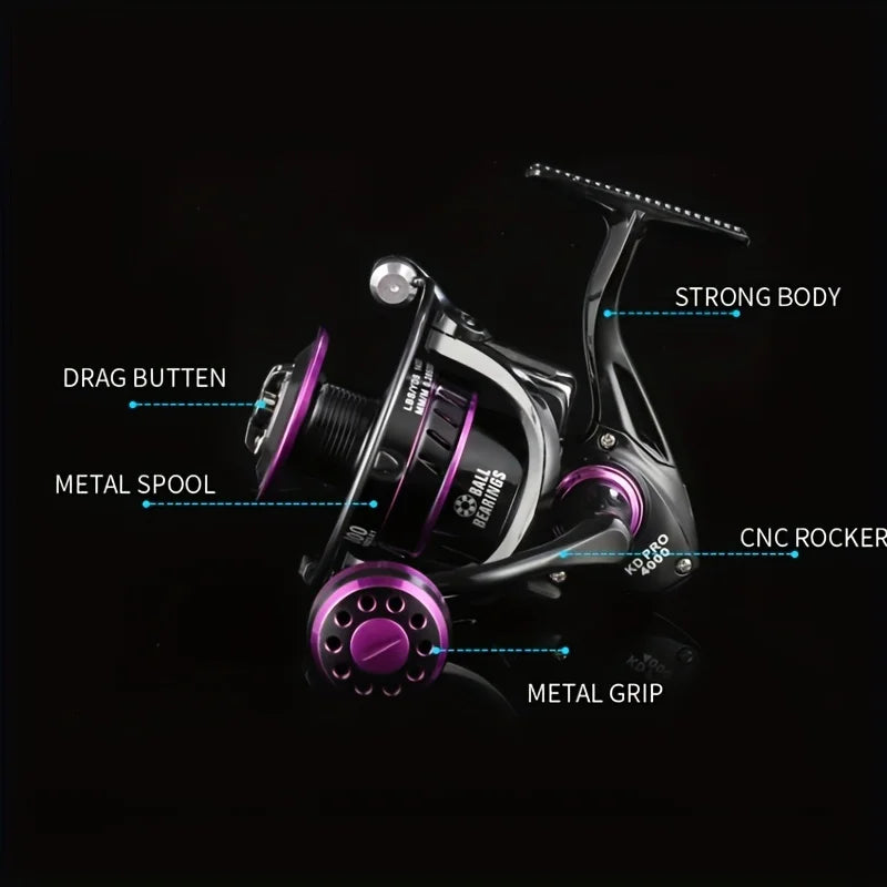 BILLINGS KD 1000-6000 Series, 5.0:1/4.7:1 Gear Ratio, 22LB Max Drag, Metal Rocker,Spinning Fishing Reel,For Freshwater Saltwater