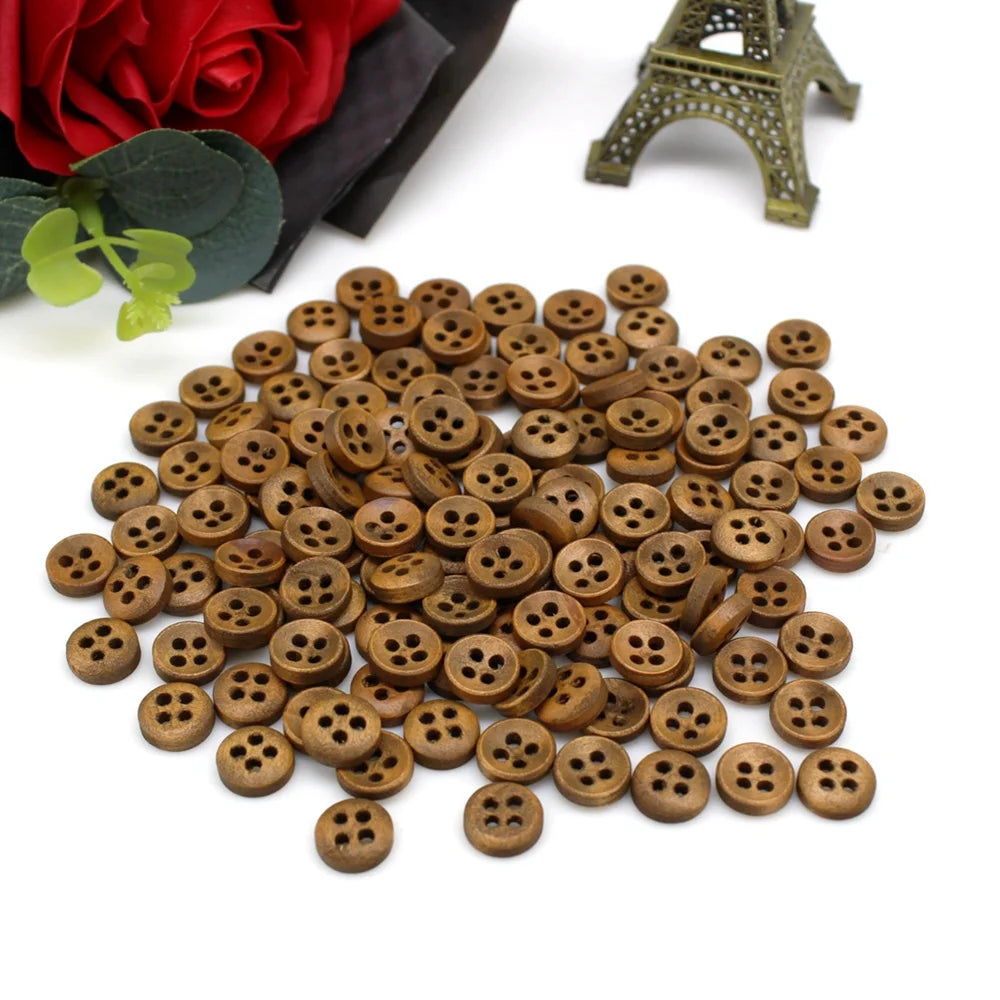 100pcs mixed mini buttons for doll craft scrapbooking wood small buttons 10mm diy crafts crafts materials