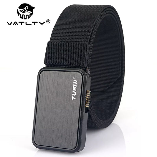 VATLTY 35mm Men's Elastic Belt Soft Strong Nylon Zinc Alloy Quick Release Buckle Unisex Stretch Belt Work Waistband Straps Male