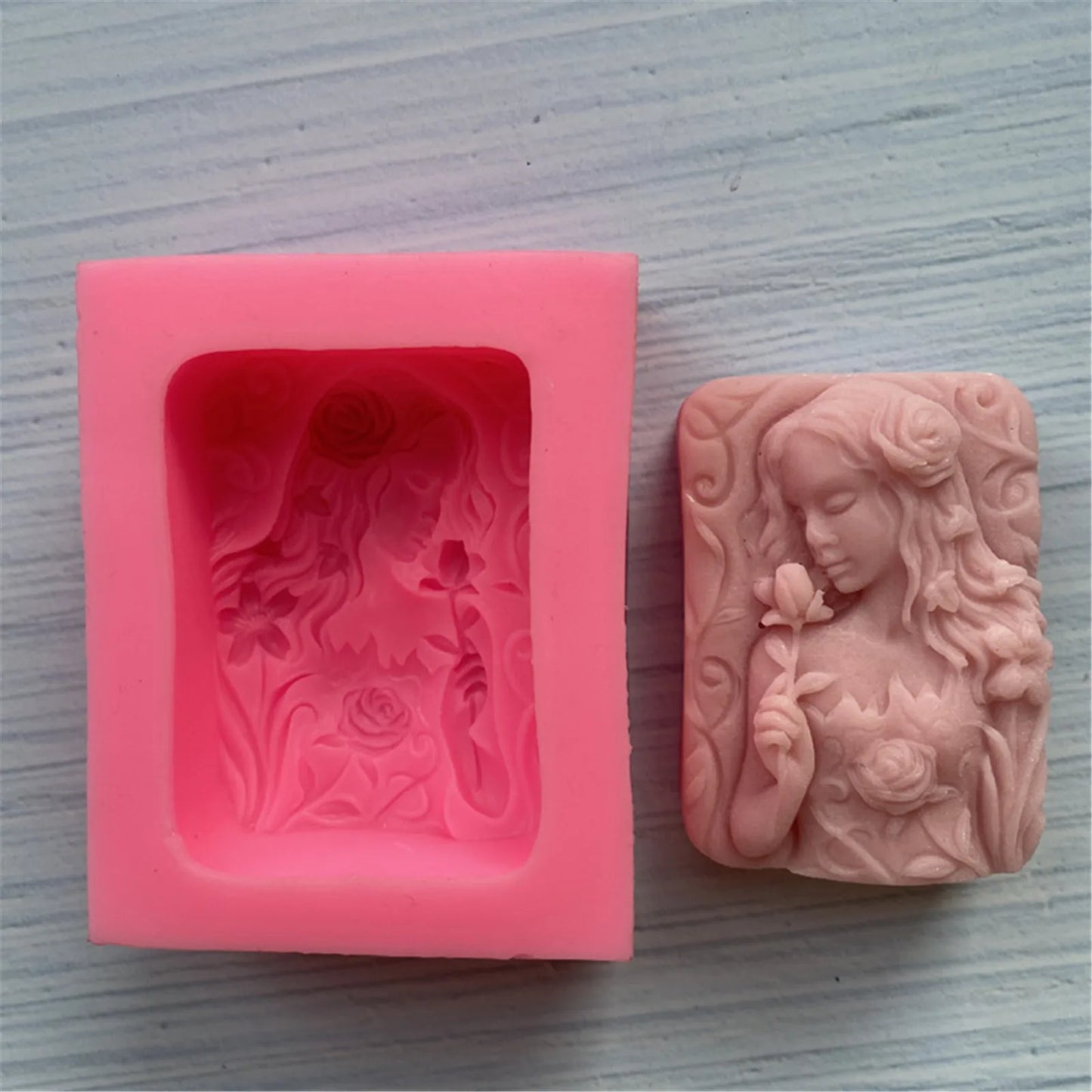 Flower Girl Soap Mold Fairy Handmade Soap Silicone Mold Craft Soap Candle Making Mould Kitchen DIY Fondant Cake Mould