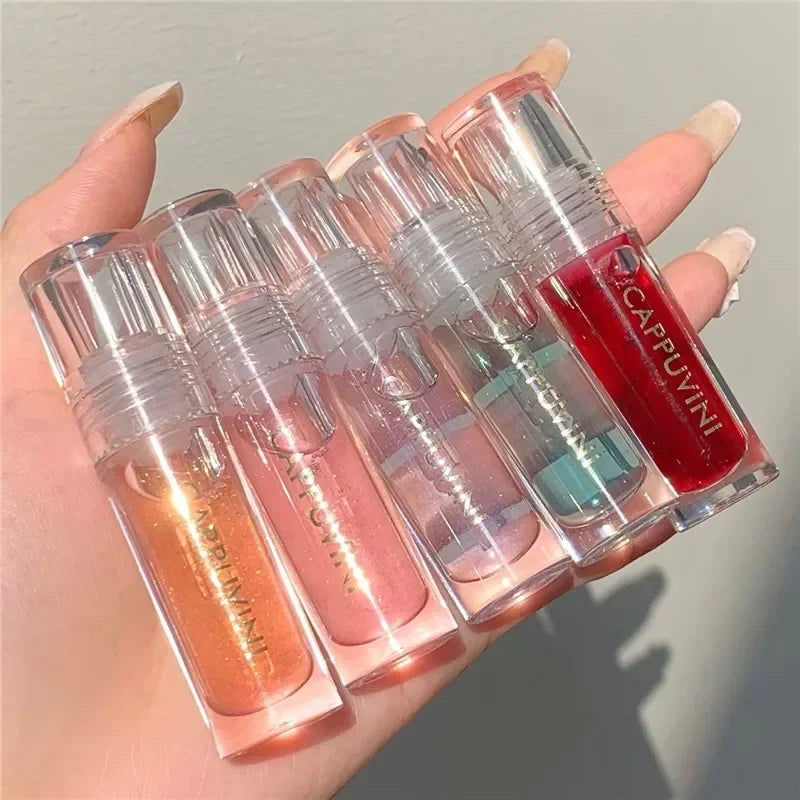 3PCS/Set Gloss Crystal Jelly Lip Gloss Lip Overlay Shiny Clear Mirror Moisturizing Lipgloss Glitter Liquid Lipstick Lip Tint Oil