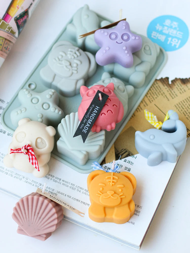 Diy Scented Soap Mold Spread Incense Stone Plaster Ornaments Silicone Mold Cute Zoo Panda Tiger Silicone Mold