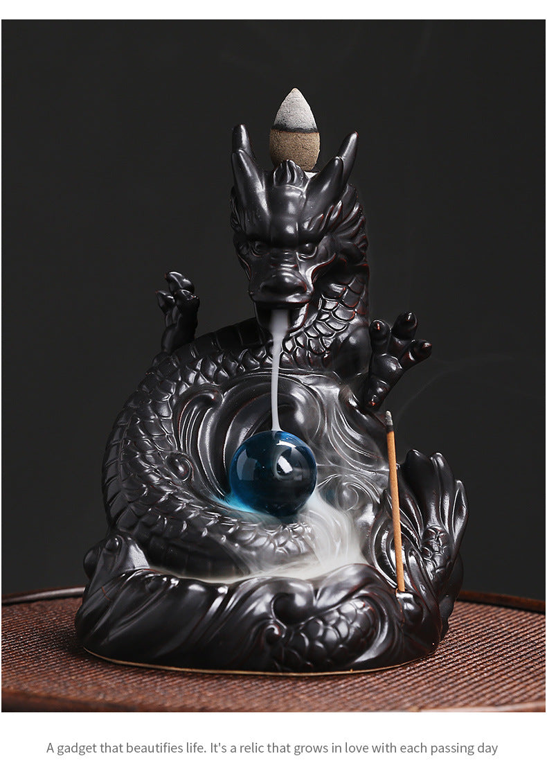 1pc, Dragon Backflow Incense Burner Ceramic Incense Holder, for Home Decor Aromatherapy Relaxation Gifts (Without Incense）