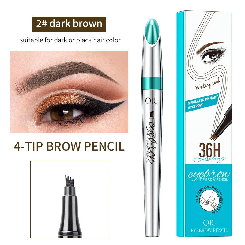 4 Points Eyebrow Pen 3 Colors Liquid Brow Pencil Dark Brown Microblading Eyebrow Pencil Waterproof Eyebrow Tattoo Pen Cosmetics