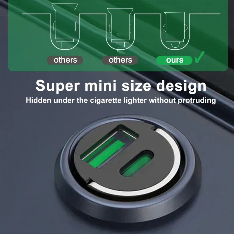 100W Car Charger Lighter PD Fast Charging For IPhone Mini USB Type C Mini Car Phone Charger For Samsung Huawei xiaomi