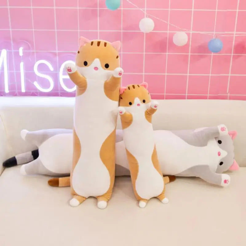 Long Cat Pillow Cute Soft Plush 130cm Toys Stuffed Pause Office Nap Pillow Bed Sleep Pillow Home Decor Gift Doll For Kids Girl