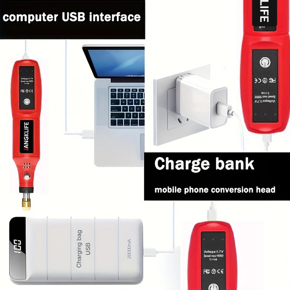 USB Cordless Rotary Tool Kit Woodworking Engraving Pen DIY For Jewelry Metal Glass Mini Wireless Drill