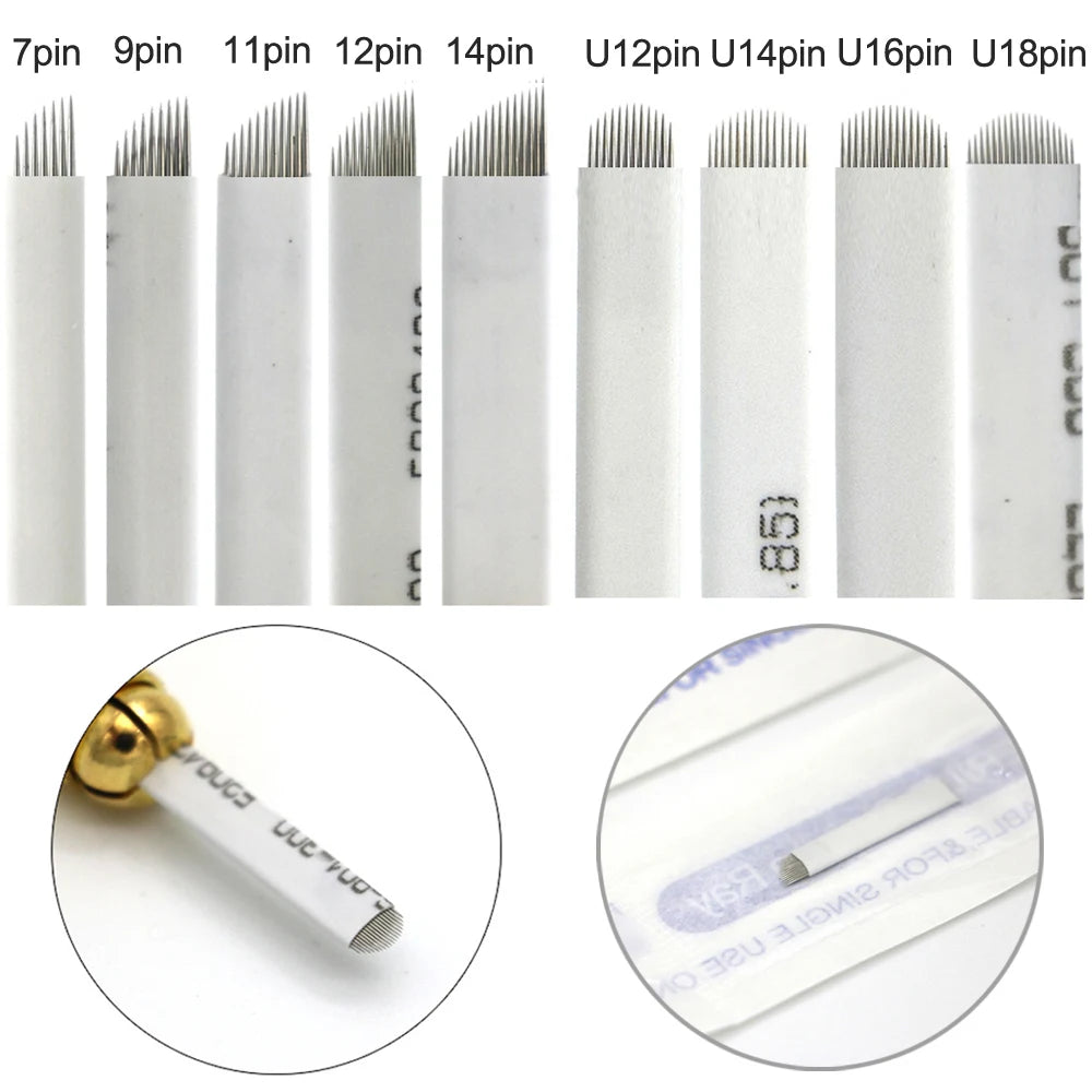 10/20/50/100pcs Microblading Tebori Blades Needles Tattoo needle Permanent Makeup Needle 7/9/11/12/14/16/18 Manual Eyebrow Blade