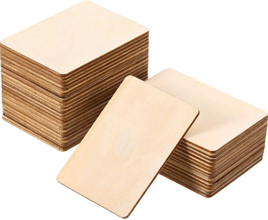 30pcs Blank Wood Squares Pieces Unfinished Round Corner Square Wooden Cutouts for DIY Arts Craft Project Laser Engraving Carving