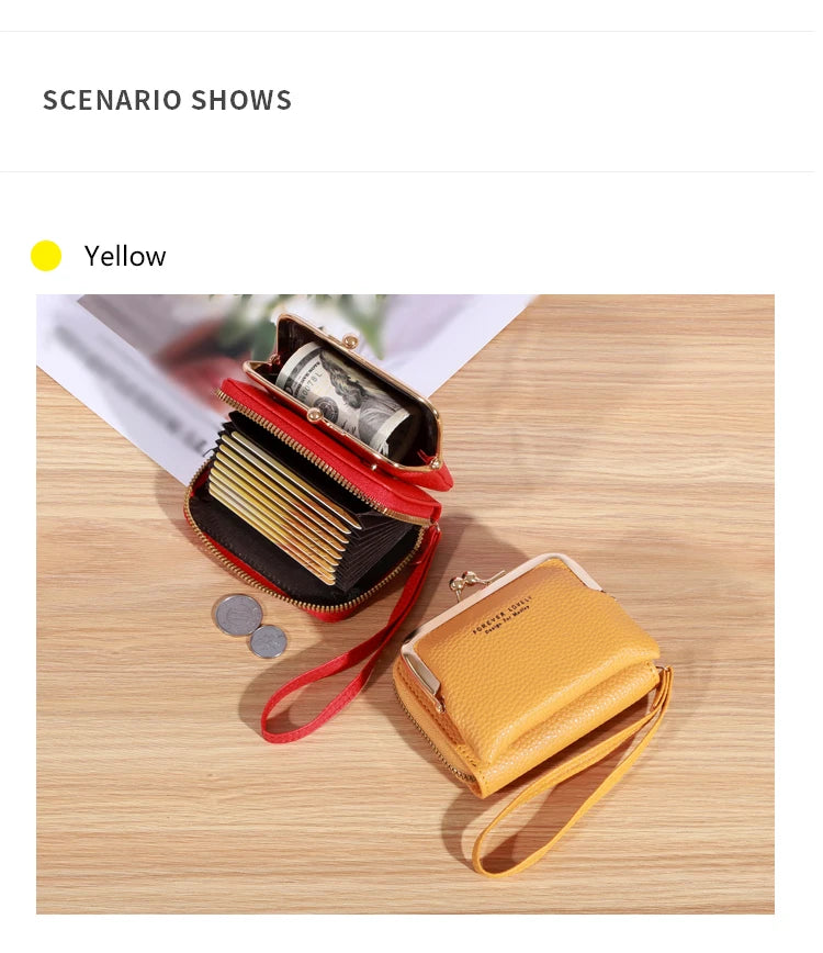 Wallet Women's Fashion Wrist Strap Short Zero Wallet Large Capacity Coin Clip Bag Multiple Card Positions Card Bag Money Clip