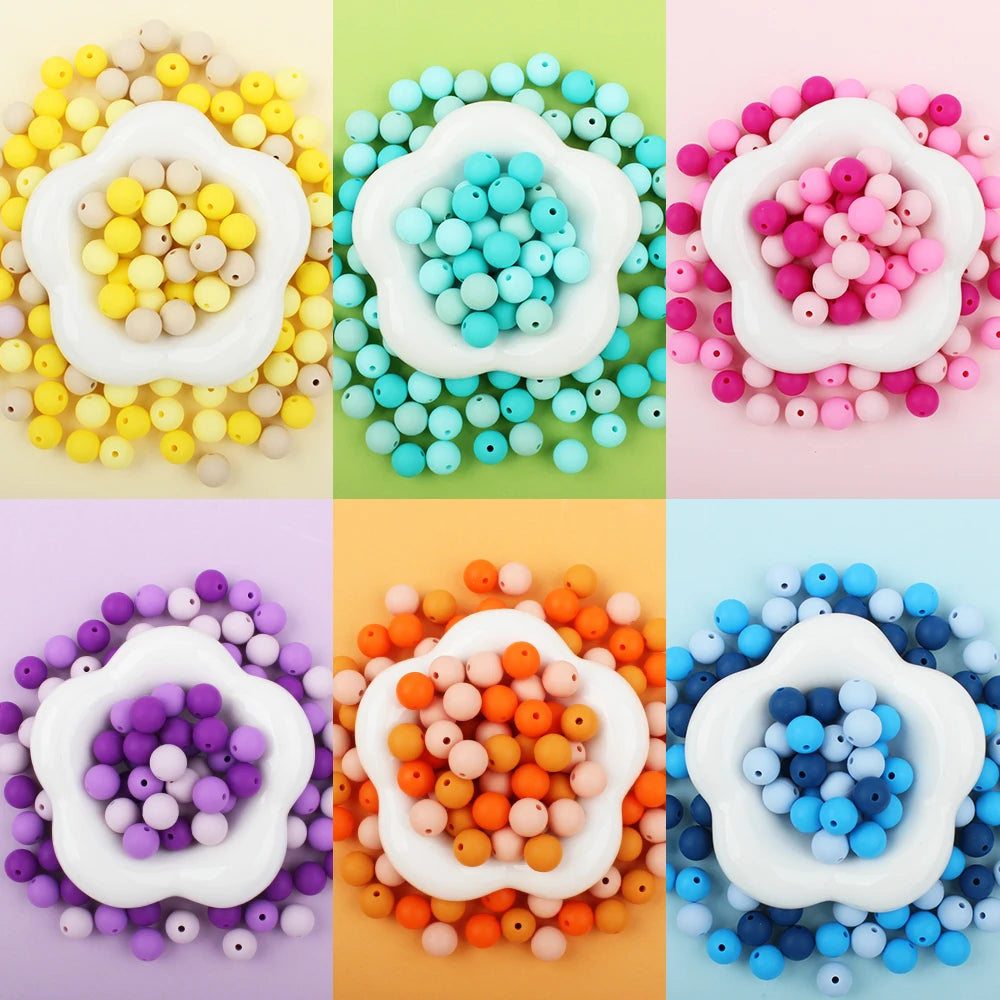 50pcs Silicone Beads 12mm Round Silicone Beads Food Grade Teether DIY Pendant Necklace Pacifier Clip Newborn Nursing Accessories