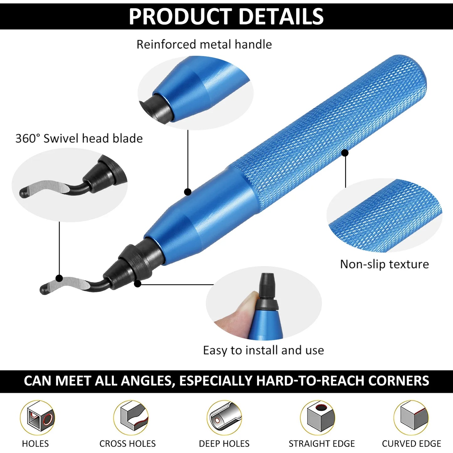 Hand Metal Deburring Tool Kit Router Bit Rotary Deburr Blades Precision Edge Remover For Wood Plastic Aluminum Copper Steel