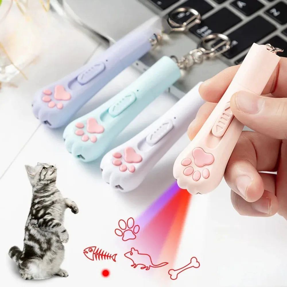 Laser Cat Teaser with Keychain USB Charging Pet Projector Pen Interactive Training Toy Pet Supplies