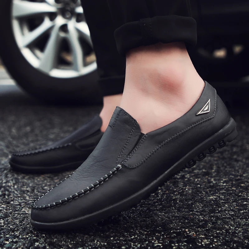 Genuine Leather Men Casual Shoes Luxury Brand 2024 Mens Loafers Moccasins Breathable Slip on Black Driving Shoes Plus Size 37-47