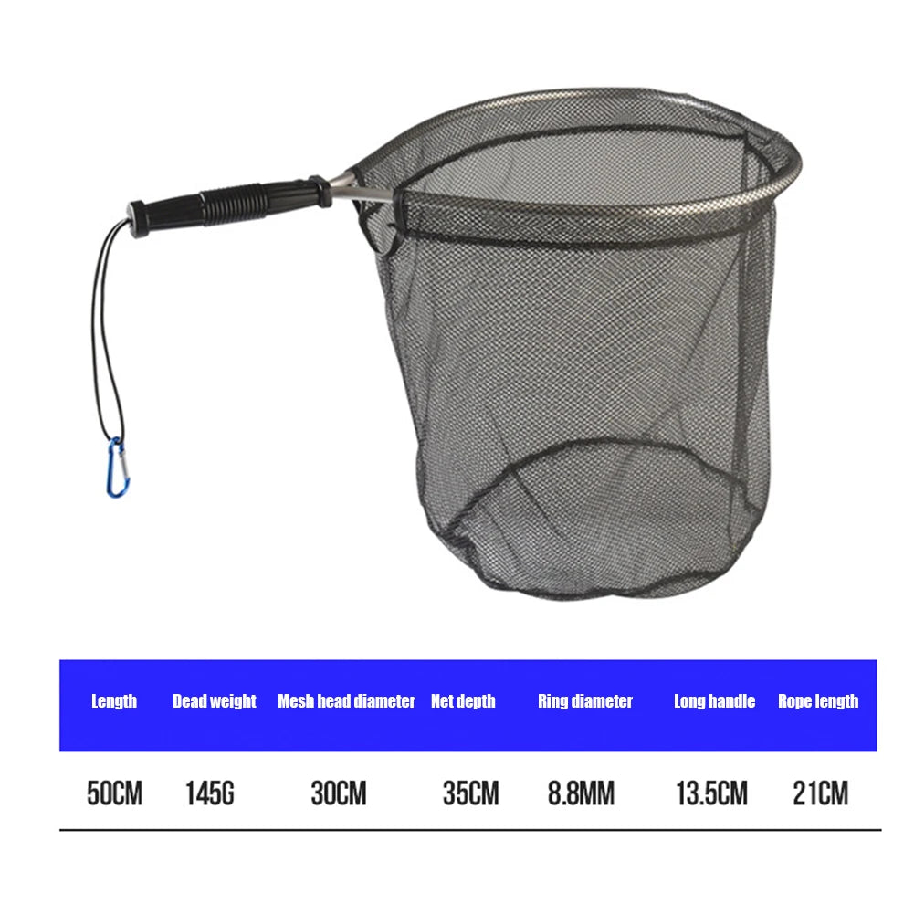 50cm Pole Network Trap Aluminum Alloy Retractable Fishing Net Portable Collapsible Mesh Trout Hand Net Foldable Fishing Tools