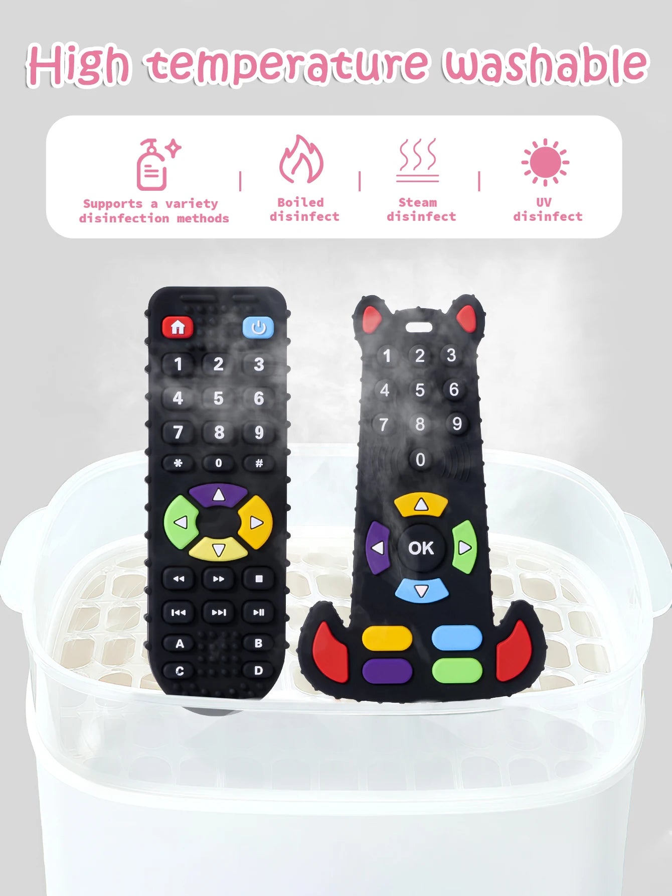 TYRY.HU 1Pc Baby Silicone Teether Remote Control Shape Teether Rodent Gum Pain Relief Teething Toys Sensory Educational for Kids