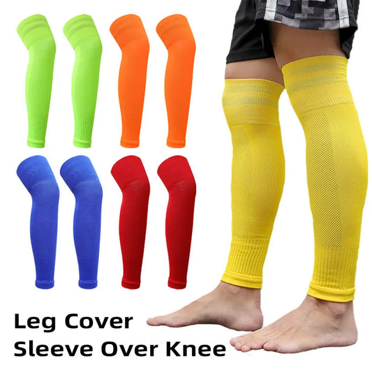 New Style Adult Football Calf Socks Over-the-Knee Soccer Leggings Socks Kids Breathable Sports Knee Pads Leg Cover Joint Knee