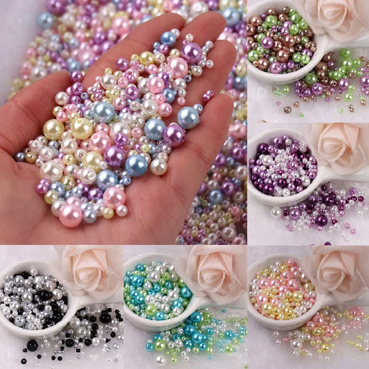 150Pcs Colorful Imitation Pearl Beads With Hole 3-8mm Round Resin Pearl Ball Beads Spacer Loose Beads for DIY Jewelry Craft Make