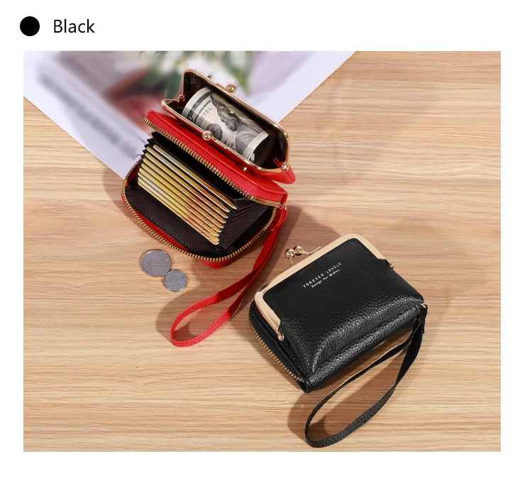 Wallet Women's Fashion Wrist Strap Short Zero Wallet Large Capacity Coin Clip Bag Multiple Card Positions Card Bag Money Clip