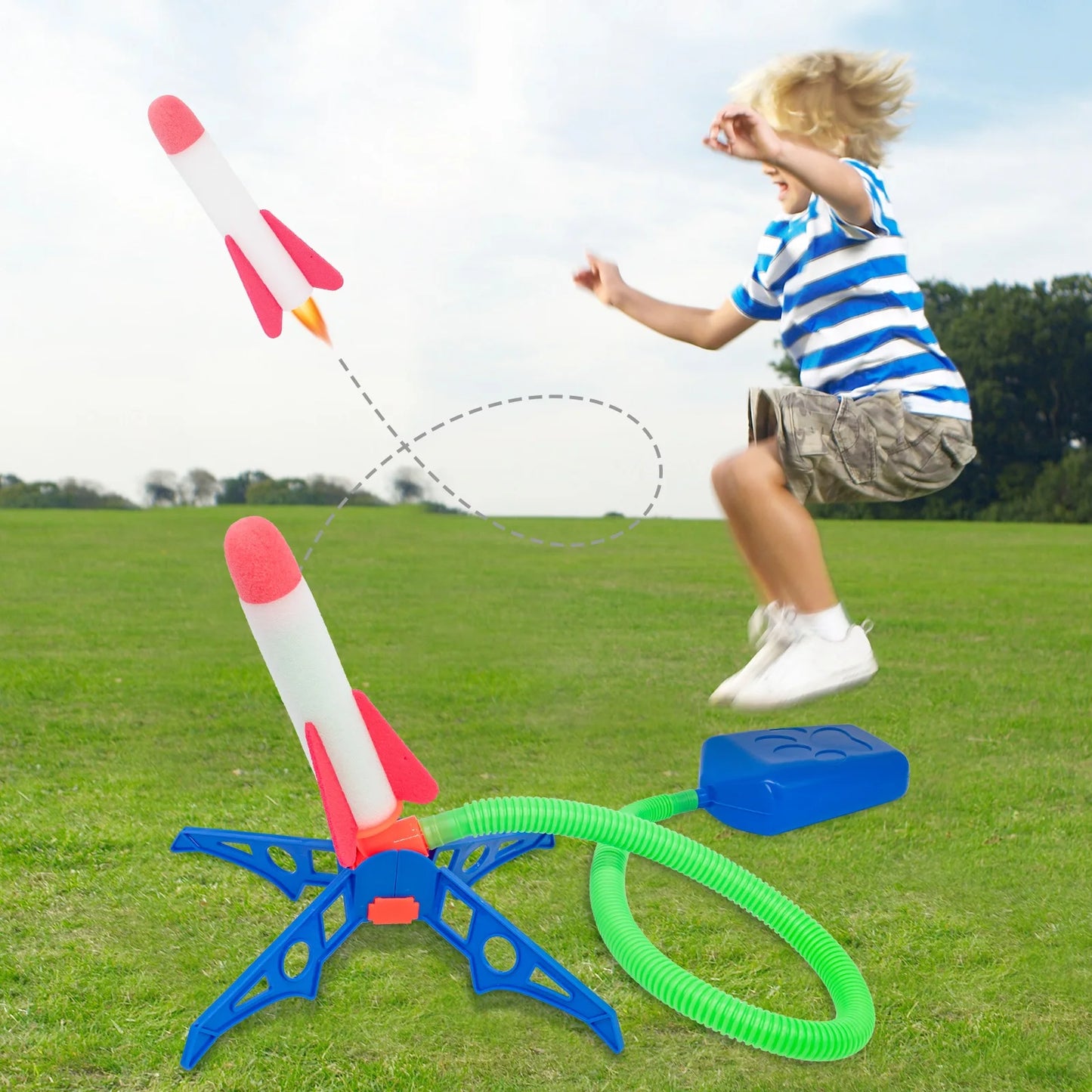 Kids Air Pressed Stomps Soft Foam Rocket Pedal Games Launcher Pump Pedal  Flying Rocket Shooting Toy Education Outdoor Sport