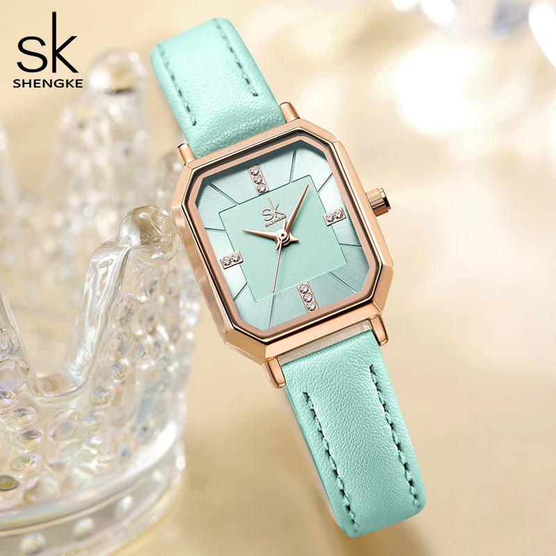 Shengke New Design Women Watches Fashion Leather Strap Woman's Quartz Wristwatches Original Luxury Diamond Ladies Clock Relogio