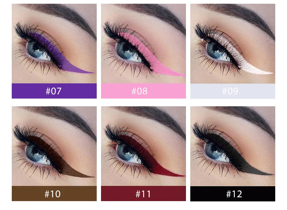 Waterproof 12 Color Liquid Eyeliner Pencil DIY Paintings Eyeliner Easy To Wear Colorful White Yellow Blue Eye Liner Pen Makeup